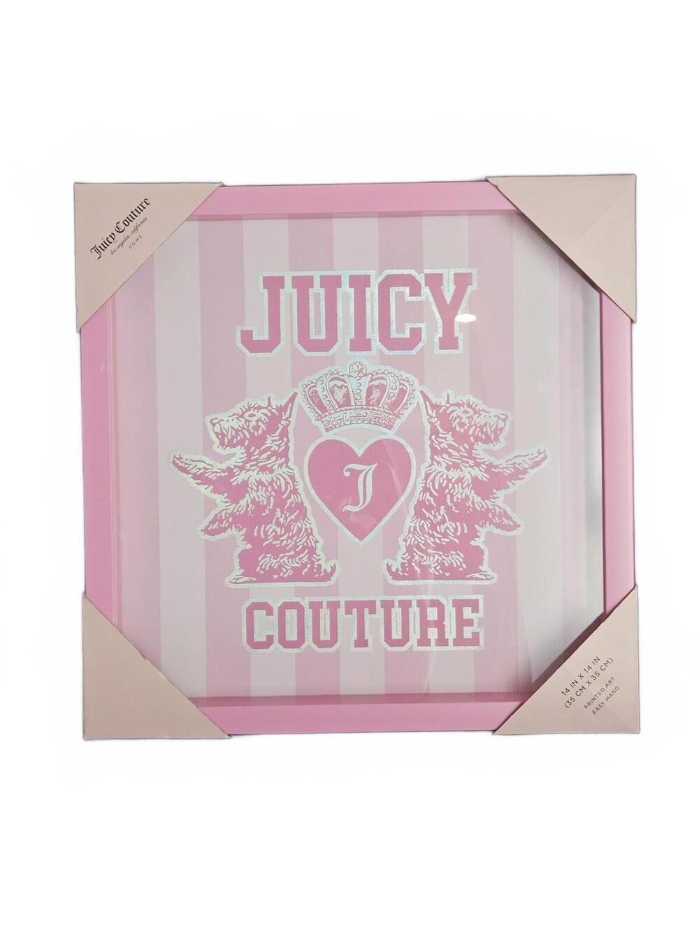Juicy Couture Scottie Dog Wall Art Pink Silver 14x14 Y2K McBling Decor SEE PICS